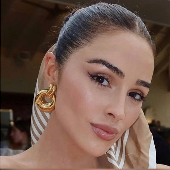 Gold hoop earrings N462 - Picture 2 of 5